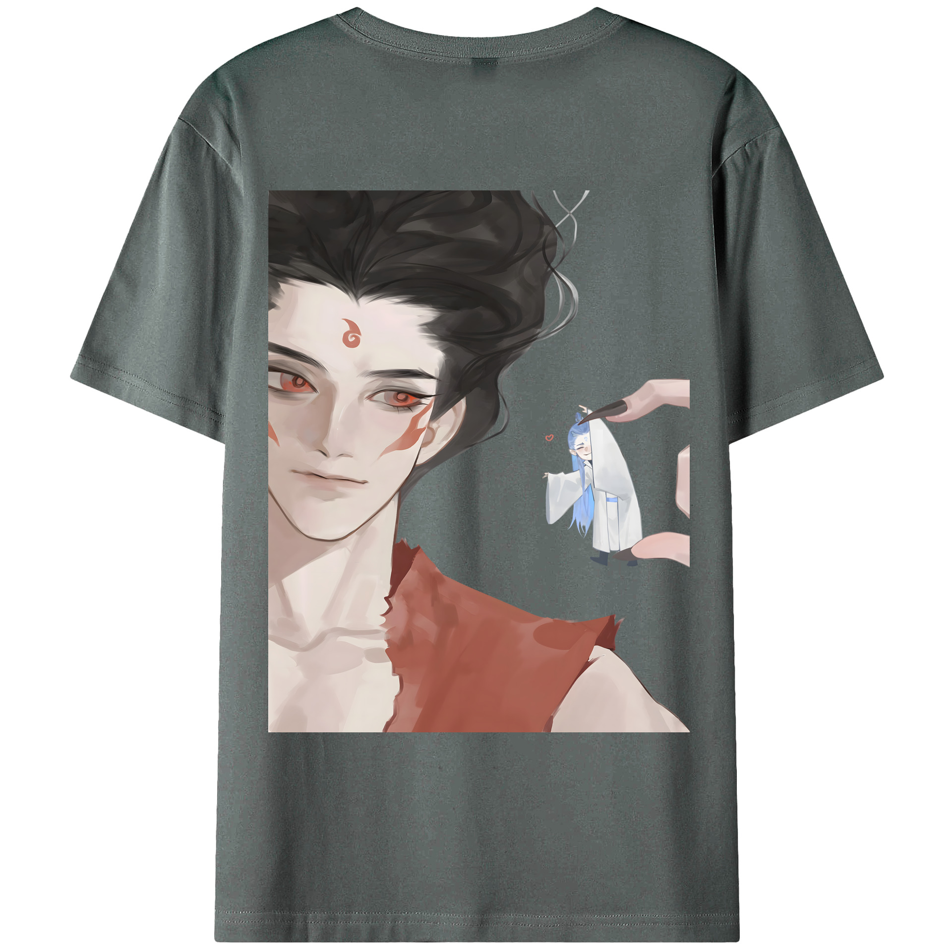 （画像用） Ne Zha 2 ナタ 魔童の大暴れ 綿100％ メンズ半袖Tシャツ（バックプリント） 通気性